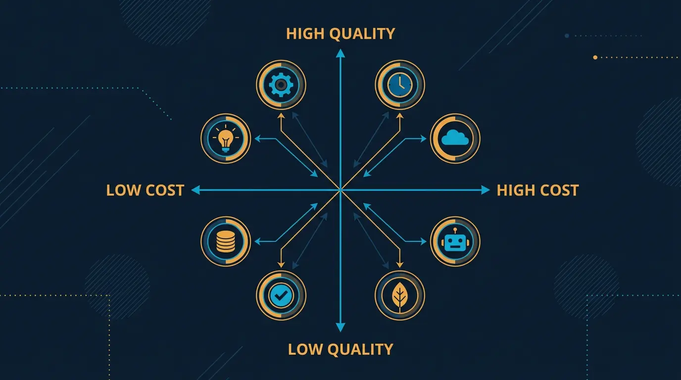 4 quadrant chart: cost low/high vs quality low/high.