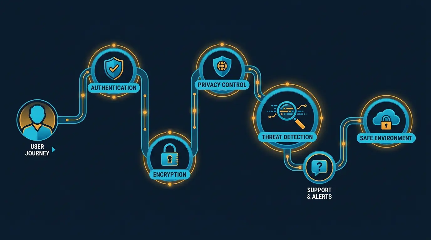 Safety feature map aligned to user journey.
